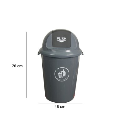 Papelera contenedor q connect plastico con tapadera 80l color gris 450x760 mm