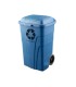 Papelera contenedor q connect plastico con tapadera 240l color azul 1040x620x610 mm con ruedas