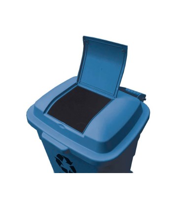 Papelera contenedor q connect plastico con tapadera 240l color azul 1040x620x610 mm con ruedas