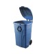 Papelera contenedor q connect plastico con tapadera 240l color azul 1040x620x610 mm con ruedas