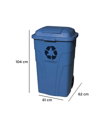 Papelera contenedor q connect plastico con tapadera 240l color azul 1040x620x610 mm con ruedas