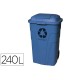 Papelera contenedor q connect plastico con tapadera 240l color azul 1040x620x610 mm con ruedas