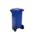 Papelera contenedor q connect plastico con tapadera 100l color azul 800x510x525 mm con ruedas