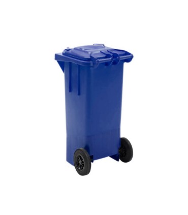 Papelera contenedor q connect plastico con tapadera 100l color azul 800x510x525 mm con ruedas