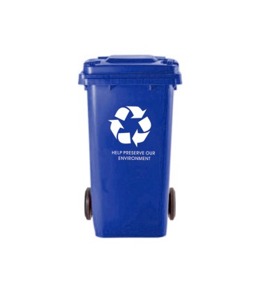 Papelera contenedor q connect plastico con tapadera 100l color azul 800x510x525 mm con ruedas