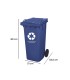 Papelera contenedor q connect plastico con tapadera 100l color azul 800x510x525 mm con ruedas