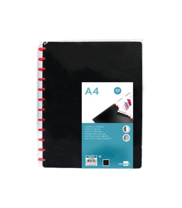 Carpeta liderpapel din a4 con 20 fundas intercambiables color negro