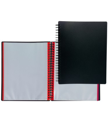 Carpeta liderpapel din a4 con 20 fundas intercambiables bordes de colores color negro