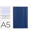 Libreta liderpapel simil piel a5 120 hojas 70g/m2 cuadro 4mm sin margen azul