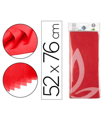 Papel seda liderpapel 52x76cm 18g m2 bolsa de 5 hojas rojo