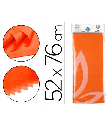 Papel seda liderpapel 52x76cm 18g m2 bolsa de 5 hojas naranja