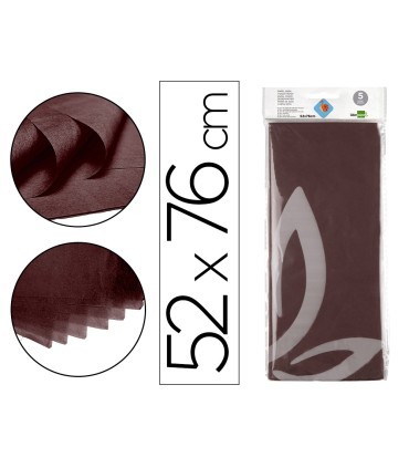 Papel seda liderpapel 52x76cm 18g m2 bolsa de 5 hojas marron