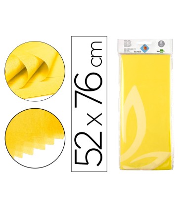 Papel seda liderpapel 52x76cm 18g m2 bolsa de 5 hojas amarillo