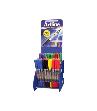 Rotulador artline marcador permanente ek 041t doble punta 04 y 1 mm expositor de 72 unidades colores surtidos