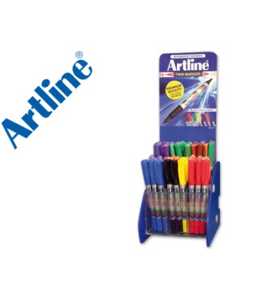 Rotulador artline marcador permanente ek 041t doble punta 04 y 1 mm expositor de 72 unidades colores surtidos