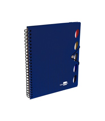 Cuaderno espiral liderpapel a5 micro executive tapa plastico 100h 80 gr cuadro 5mm 5 se paradores con gomilla azul