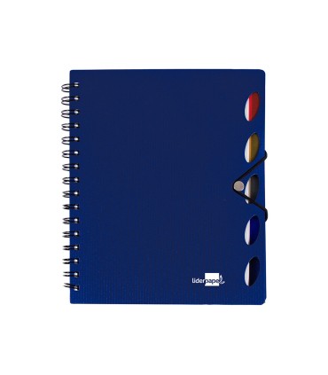 Cuaderno espiral liderpapel a5 micro executive tapa plastico 100h 80 gr cuadro 5mm 5 se paradores con gomilla azul