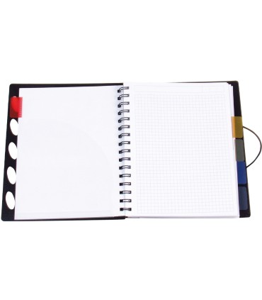 Cuaderno espiral liderpapel a5 micro executive tapa plastico 100h 80 gr cuadro 5mm 5 separadores con gomilla negro