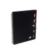 Cuaderno espiral liderpapel a5 micro executive tapa plastico 100h 80 gr cuadro 5mm 5 separadores con gomilla negro