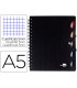 Cuaderno espiral liderpapel a5 micro executive tapa plastico 100h 80 gr cuadro 5mm 5 separadores con gomilla negro