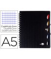 Cuaderno espiral liderpapel a5 micro executive tapa plastico 100h 80 gr cuadro 5mm 5 separadores con gomilla negro