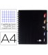 Cuaderno espiral liderpapel a4 micro executive tapa plastico 100h 80 gr cuadro 5mm 5 separadores con gomilla negro