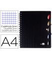 Cuaderno espiral liderpapel a4 micro executive tapa plastico 100h 80 gr cuadro 5mm 5 separadores con gomilla negro