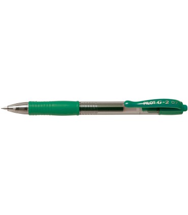 Boligrafo pilot g 2 verde tinta gel retractil sujecion de caucho