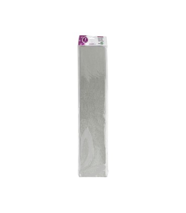 Papel crespon liderpapel 50 cm x 25m metalizado plata