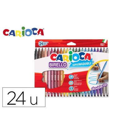 Rotulador carioca birello bipunta caja de 24 colores surtidos