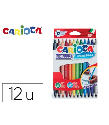 Rotulador carioca birello bipunta caja de 12 colores surtidos