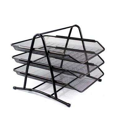 Bandeja sobremesa metalica q connect kf00823 rejilla negra 3 bandejas movibles 350x278x275 mm