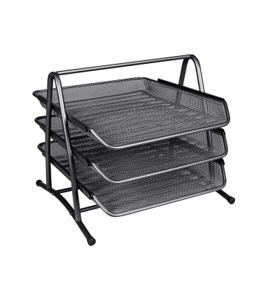 Bandeja sobremesa metalica q connect kf00823 rejilla negra 3 bandejas movibles 350x278x275 mm