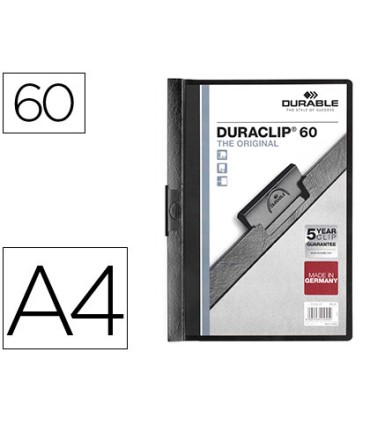 Carpeta duraclip dossier pinza lateral negro capacidad 60 hojas