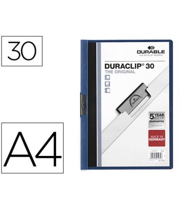 Carpeta duraclip dossier pinza lateral azul oscuro capacidad 30 hojas