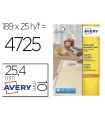 Etiqueta adhesiva avery removible tamaño 25,4x10 mm caja de 4725 unidades