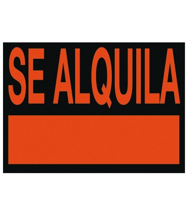 Cartel plastico se alquila rojo fluorescente 700x500 mm