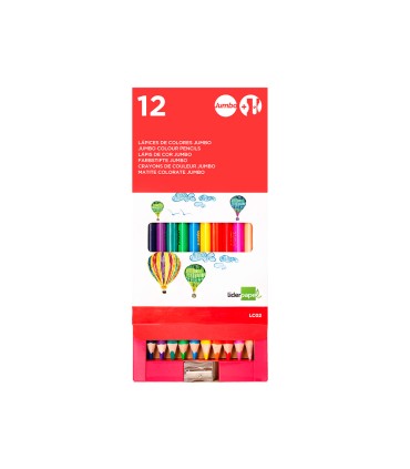 Lapices de colores liderpapel jumbo con sacapuntas caja de 12 unidades colores surtidos