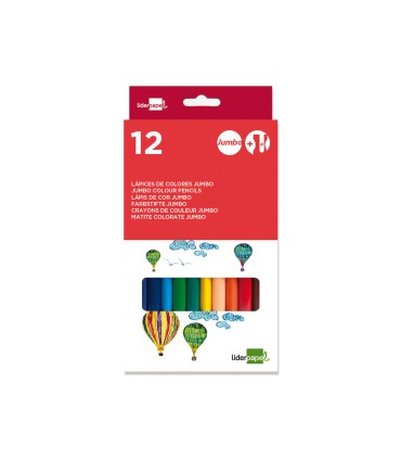 Lapices de colores liderpapel jumbo con sacapuntas caja de 12 unidades colores surtidos