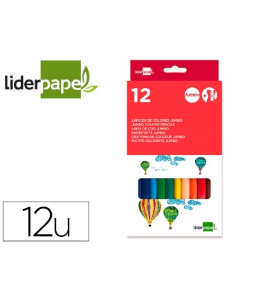 Lapices de colores liderpapel jumbo con sacapuntas caja de 12 unidades colores surtidos