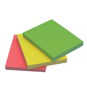 Bloc de notas adhesivas quita y pon q connect 38x51 mm neon pack de 3 unidades con 50 hojas por color