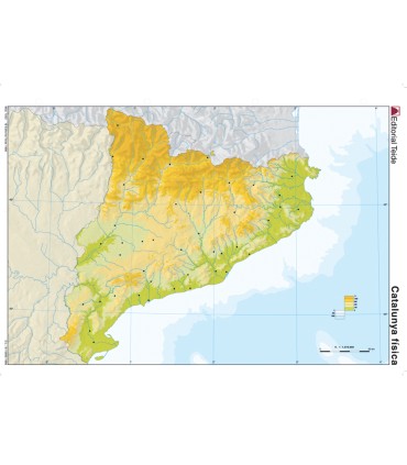 Mapa mudo color din a4 cataluna fisico