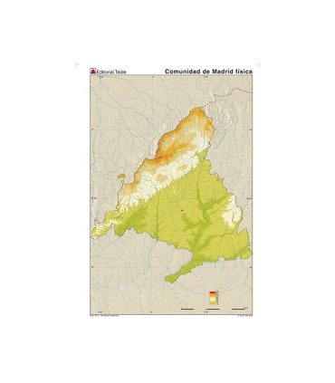 Mapa mudo color din a4 madrid comunidad de madrid fisico