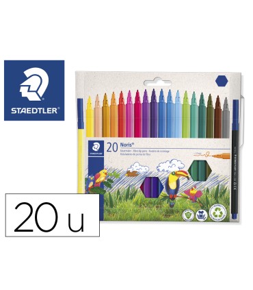 Rotulador staedtler noris 326 slim estuche carton 80 reciclado de 20 unidades colores surtidos