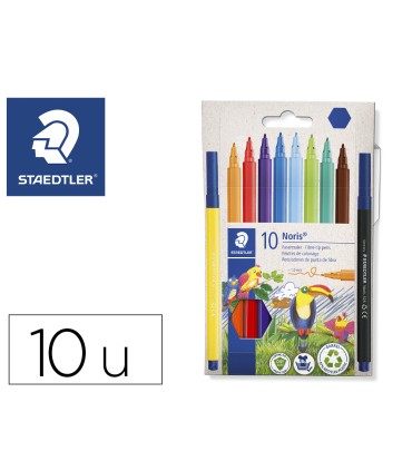 Rotulador staedtler noris 326 slim estuche carton 80 reciclado de 10 unidades colores surtidos