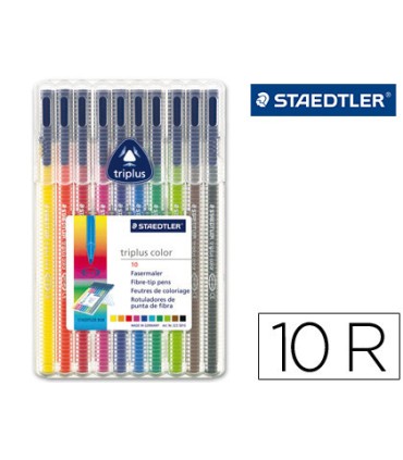 Rotulador staedtler triplus color 323 estuche de 10 unidades colores surtidos