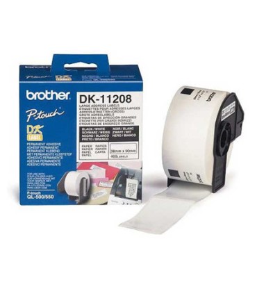 Etiqueta adhesiva brother dk11208 tamano 38x90 mm para impresoras de etiquetas ql 400 etiquetas 