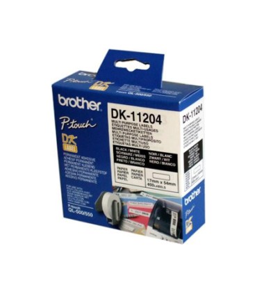 Etiqueta adhesiva brother dk11204 tamano 17x54 mm para impresoras de etiquetas ql 400 etiquetas 