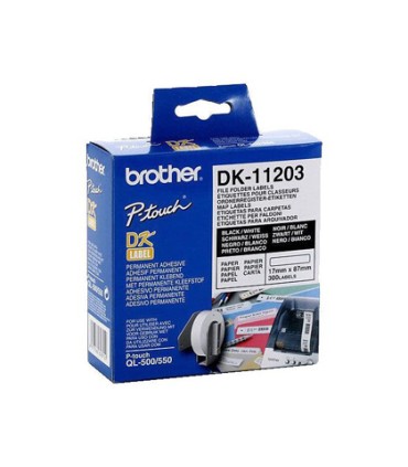 Etiqueta adhesiva brother dk11203 tamano 17x87 mm para impresoras de etiquetas ql 300 etiquetas 