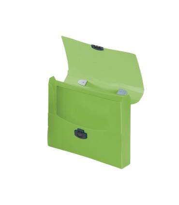 Carpeta liderpapel portadocumentos broche polipropileno din a4 verde transparente con asa